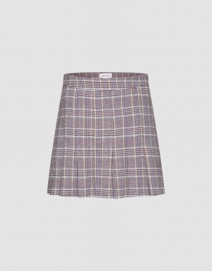 Grey Urban Revivo Plaid Mini A-Line Women's Skirts | HMITFZ-430