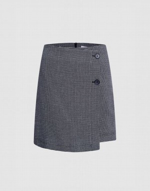 Grey Urban Revivo Plaid Wrap Mini Women's Skirts | GOJVHM-605