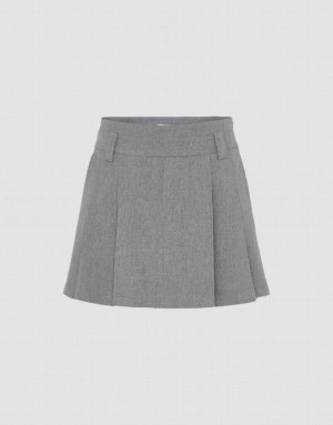 Grey Urban Revivo Pleated Mini A-Line Women's Skirts | DUIWLV-138