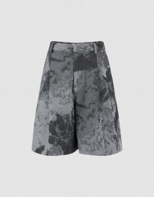 Grey Urban Revivo Printed Oversized Women's Shorts | ZRELNU-654