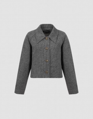 Grey Urban Revivo Raglan Sleeve Woolen Women's Jacket | FGXHKL-751