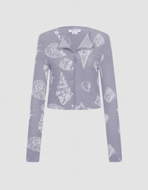 Grey Urban Revivo Seashell Button Up Women's Cardigan | JDNVBL-469