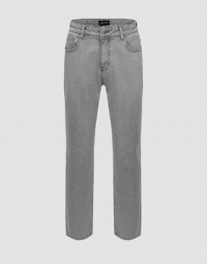 Grey Urban Revivo Straight Men's Jeans | VFQXGK-368