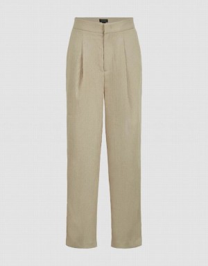 Khaki Urban Revivo Cropped Carrot Fit Women's Pants | FDNMVL-342