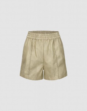 Khaki Urban Revivo Elastic Waist Women's Shorts | UKOZEY-681