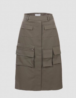 Khaki Urban Revivo Multi Utility Pocket Women's Skirts | MWJHPC-492