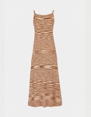 Khaki Urban Revivo Sleeveless Crew Neck Women's Knitted Dress | RZKFYO-361