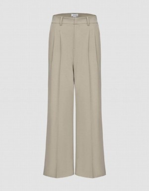 Khaki Urban Revivo Straight Leg Women's Pants | KOPHUN-056