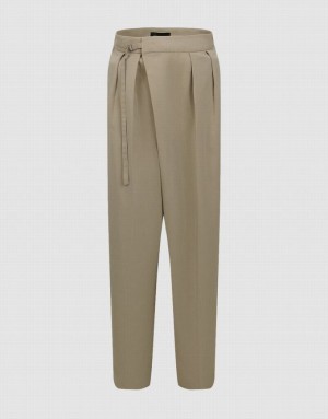 Khaki Urban Revivo Tailored Straight Women's Pants | MUEJZA-978