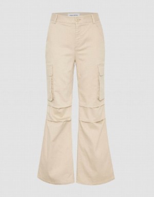 Khaki Urban Revivo Wide-Leg Women's Pants | XWQYHI-705