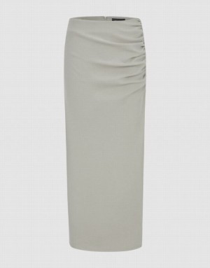 Khaki Urban Revivo Wrapped Maxi Women's Skirts | YJFLEX-354