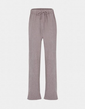 Light Grey Urban Revivo Drawstring Straight Leg Knit Women's Pants | WQPEHV-903