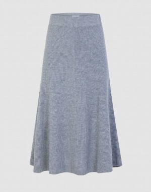 Light Grey Urban Revivo Midi A-Line Knitted Women's Skirts | UXLCEW-958