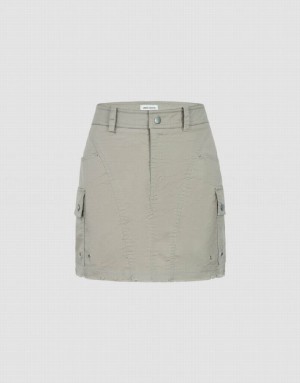 Light Grey Urban Revivo Raw Hem Mini Straight Women's Skirts | OXIQHW-342