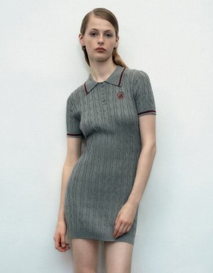 Light Grey Urban Revivo Rib Women's Knitted Dress | UGBNQC-417