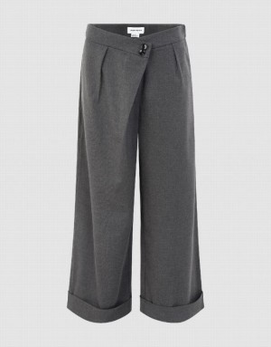 Light Grey Urban Revivo Roll Up Hem Straight Women's Pants | GVHQXS-598