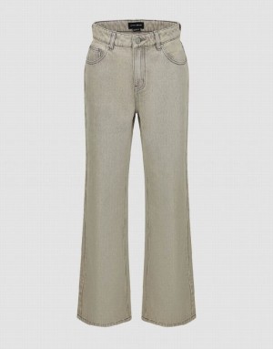 Light Grey Urban Revivo Wide-Leg Women's Jeans | LXWOVN-107