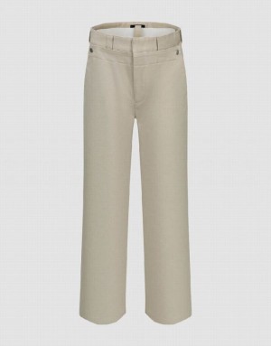 Light Khaki Urban Revivo Wide-Leg Men's Pants | EXCWAN-689