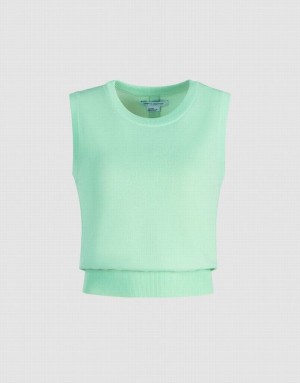 Mint Urban Revivo Plain Crew Neck Knitted Women's Tank Top | ZFOISC-476