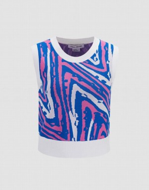 Multicolor Urban Revivo Abstract Pattern Knitted Women's Tank Top | VJWCAM-410