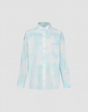 Multicolor Urban Revivo Cloud Printed Loose Men's Shirts | VMJNCB-469