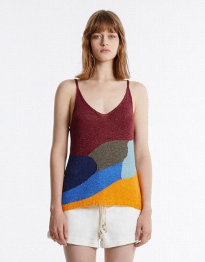 Multicolor Urban Revivo Colorblock Knitted Women's Camisole | WPOFCM-817