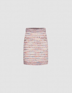 Multicolor Urban Revivo Contrast Trim Colorful Tweed Knitted Women's Skirts | NKQUYM-501