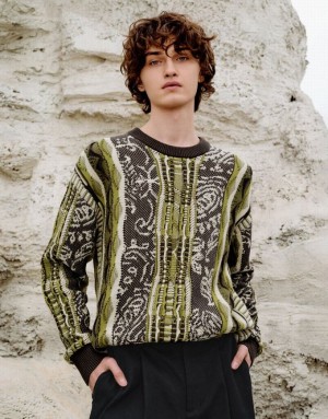 Multicolor Urban Revivo Embroidered Knitted Men's Cardigan | WSJRXZ-709