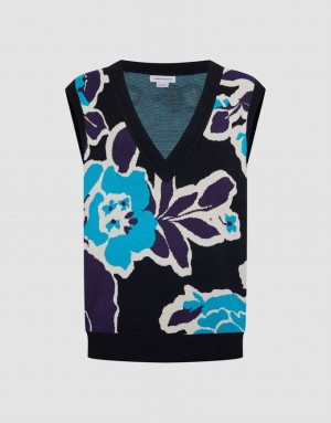 Multicolor Urban Revivo Floral Jacquard Women's Sweater Vest | ULJAOZ-746