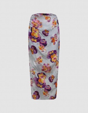 Multicolor Urban Revivo Flower Printed Straight Women's Skirts | FRCVMT-837