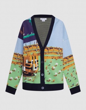 Multicolor Urban Revivo Landscape Contrast Trim Women's Cardigan | TLOJHI-420