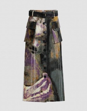 Multicolor Urban Revivo Maxi Printed Straight Women's Skirts | IGKOLZ-639