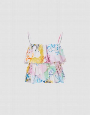 Multicolor Urban Revivo Printed Ruffle Cami Top Women's Blouse | OWLFHX-782