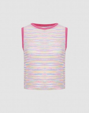 Multicolor Urban Revivo Rainbow Knitted Women's Tank Top | NATCJI-975