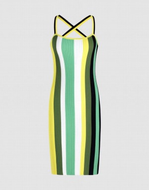 Multicolor Urban Revivo Striped Sleeveless Bodycon Women's Knitted Dress | JPNGWQ-174