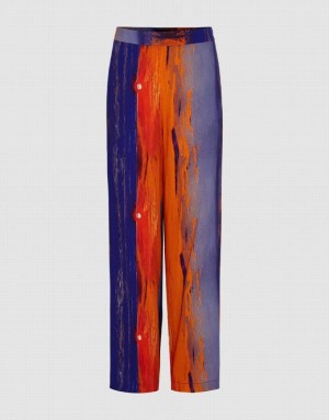 Multicolor Urban Revivo Sunset Printed Wide-Leg Women's Pants | YQZNOA-309