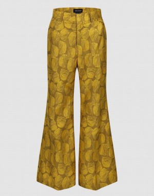 Orange Urban Revivo Tailored Printed Flare Women's Pants | AOJRDI-648