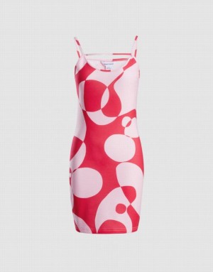 Pink Urban Revivo Abstract Print Bodycon Cami Women's Dress | JVICMK-178