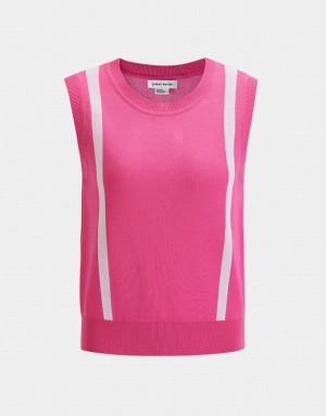 Pink Urban Revivo Crew Neck Women's Tank Top | PLQWDK-695