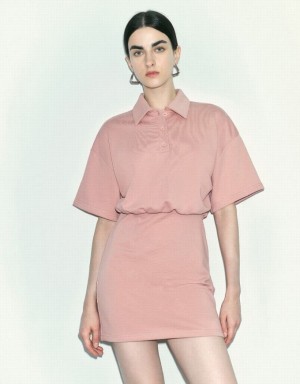 Pink Urban Revivo Dolman Sleeve Straight Women's Dress | YOIPAR-128