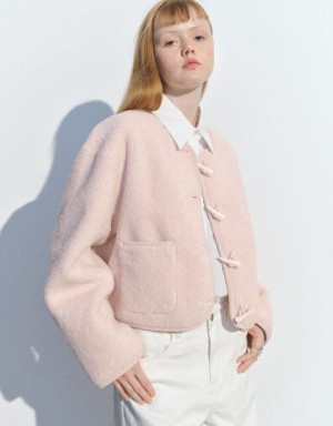 Pink Urban Revivo Furry Straight Women's Jacket | KSBYHI-892