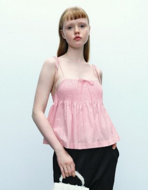 Pink Urban Revivo Off-Shoulder Cami Top Women's Blouse | PILOKT-547