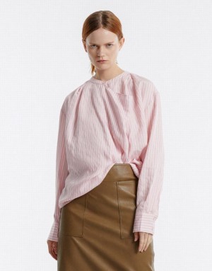 Pink Urban Revivo Oversized Striped Women's Blouse | XYRHUA-714