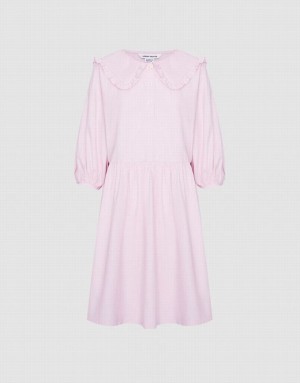 Pink Urban Revivo Plain Statement Collar Skater Women's Casual Dress | UCVLYO-840