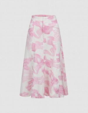 Pink Urban Revivo Printed Midi Fishtail Women's Skirts | KJODHX-315