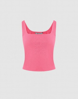 Pink Urban Revivo Sleeveless Skinny Women's Tank Top | IGYTRS-429