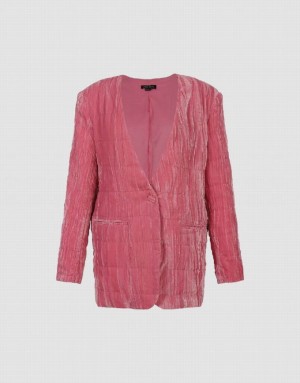 Pink Urban Revivo V-Neck Straight Women's Jacket | DTEVKC-240