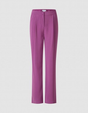 Purple Urban Revivo High Waist Straight Women's Pants | XPEQDT-061