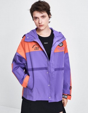 Purple Urban Revivo Hooded Oversized Women's Jacket | IFROWQ-586