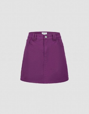 Purple Urban Revivo Mini A-Line Women's Denim Skirt | RFXEIG-504